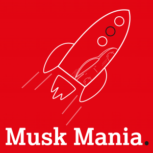 Musk Mania Logo Rood_vierkant_raket