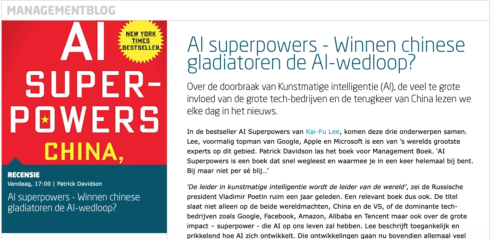 AI Superpowers China Silicon Valley and the New World Order Epub-Ebook