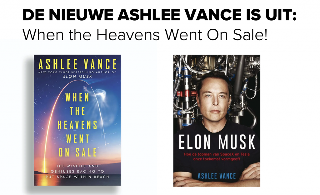 De nieuwe Ashlee Vance is uit. When the heavens went on sale.